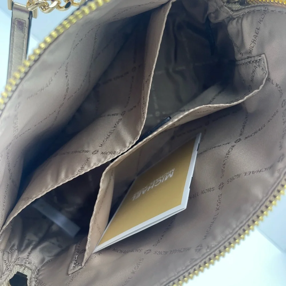 Michael Kors Jet Set Travel Signature Md Dome Crossbody  XCROSS XBODY Pale Gold